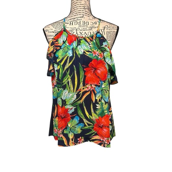 Another Reason Womens Tank Top Lg Hawaiian Multicolor Keyhole Y2K Fairy Vacation - Picture 1 of 8